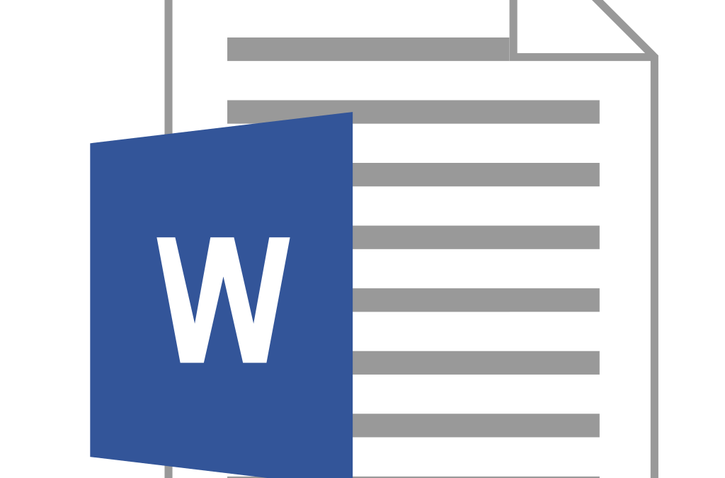 Icon of a Microsoft Word document with text lines and a blue Word logo.