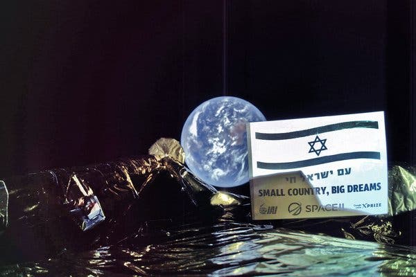 Israeli flag with Earth in space background.