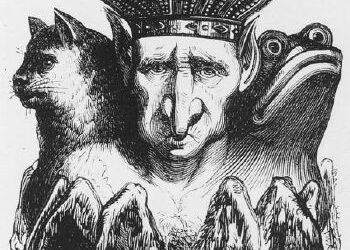 Hybrid creature with crown, cat, frog features.